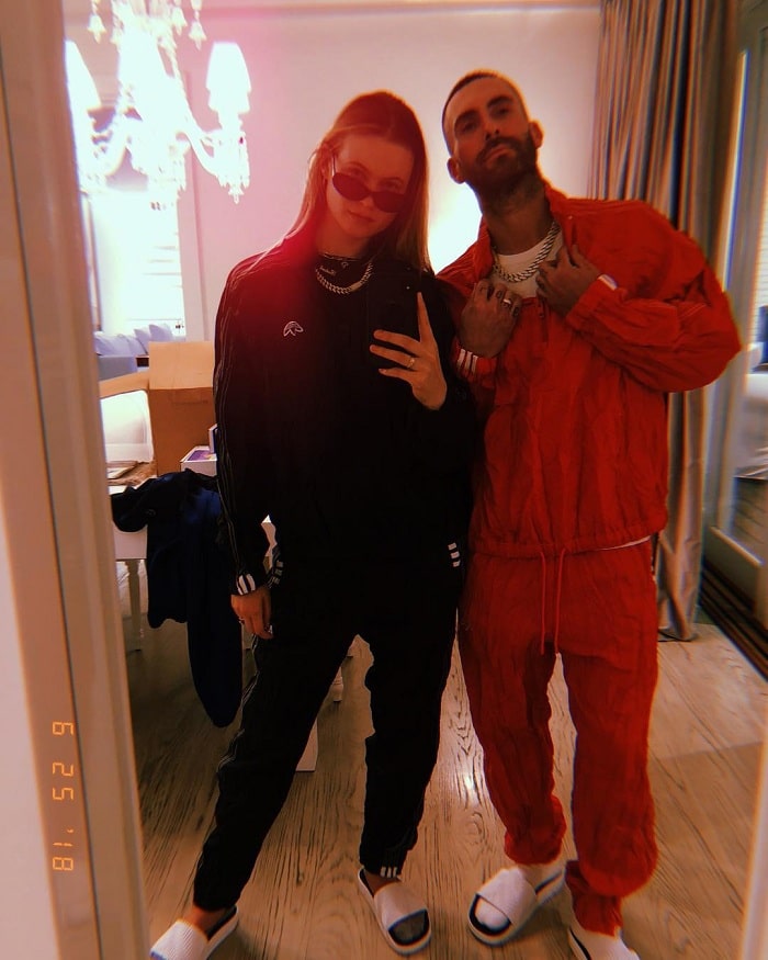 A picture of Behati Prinsloo with her husband Adam Levine.